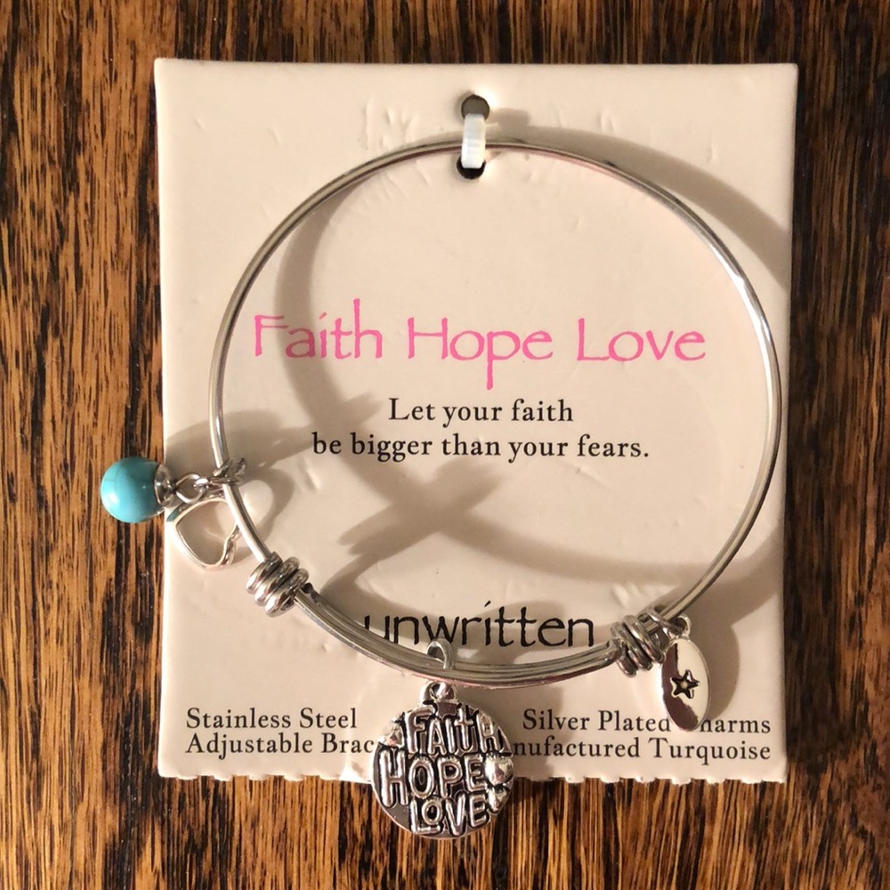 Unwritten Stainless Steel Adjustable Bracelet With Silver Plated Charms NWT